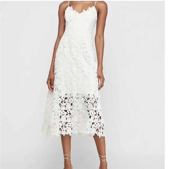 Express White Lace Midi Dress - Picture 5 of 6